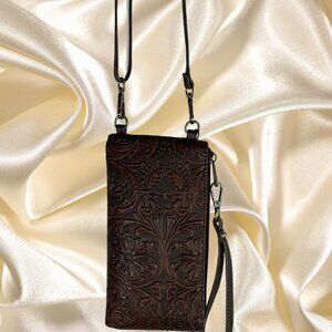 Leather Tooled Phone Case Wallet